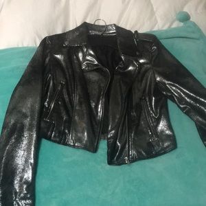 Vintage silver disco leather jacket